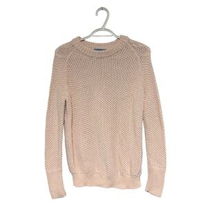 Alice Walk Fisherman Basic Cotton Sweater Crew Neck Open Knit Long Sleeve Size S